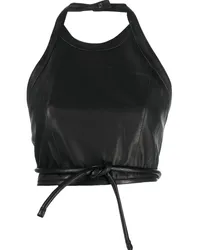 forte_forte Cropped-Top aus Leder Schwarz