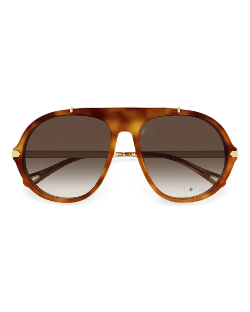Chloé tortoiseshell-effect pilot-frame sunglasses - Braun Braun