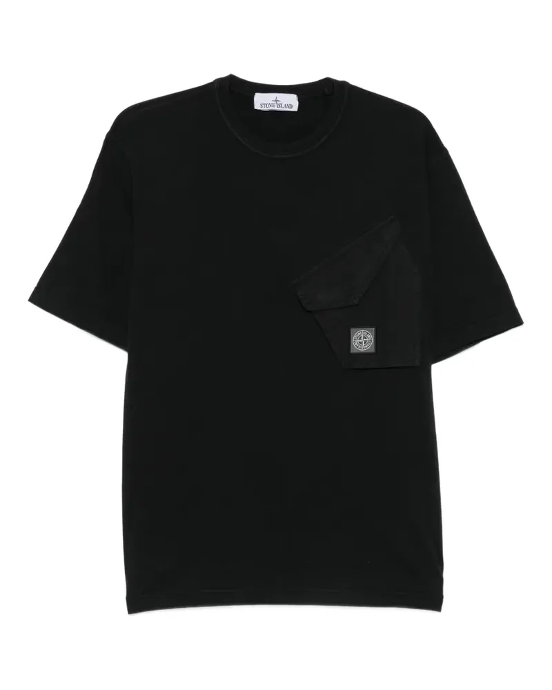 Stone Island T-Shirt mit Brusttasche - Schwarz Schwarz