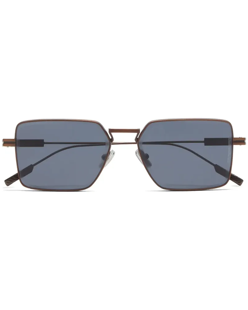 Ermenegildo Zegna Sonnenbrille mit eckigem Gestell - Braun Braun