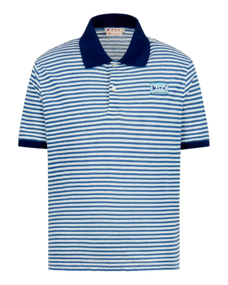 Marni Gestreiftes Poloshirt mit Logo - Blau Blau