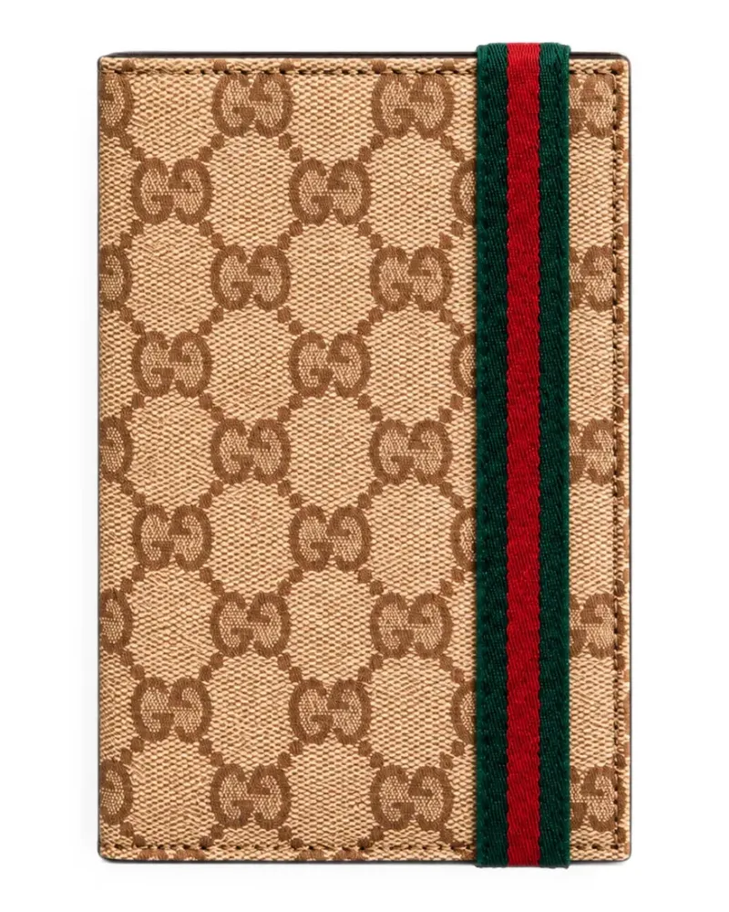 Gucci GG Supreme Web-stripe wallet - Nude Nude