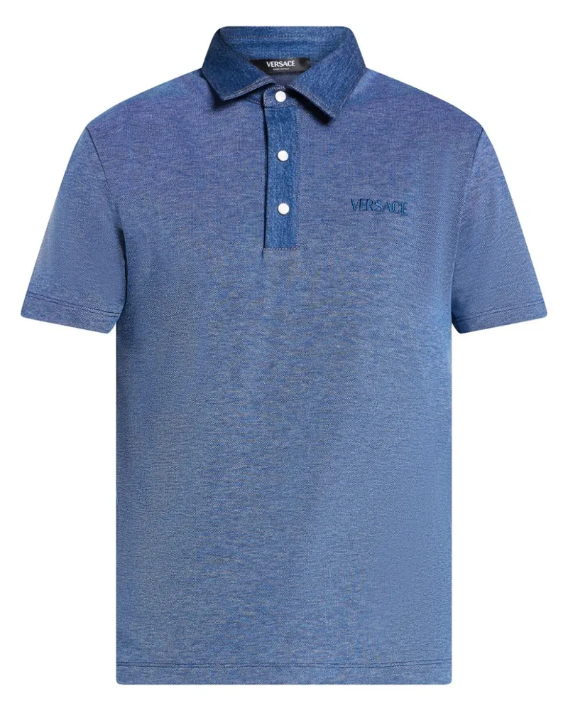 Versace Poloshirt mit Logo-Stickerei - Blau Blau