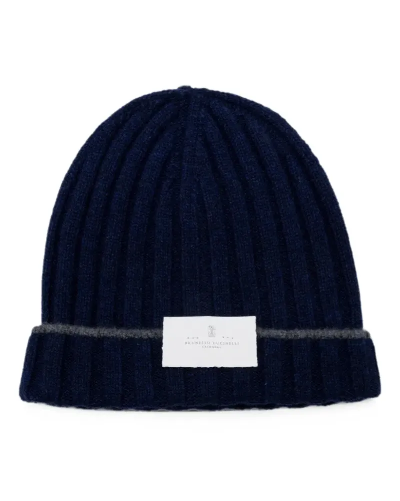 Brunello Cucinelli ribbed-knit beanie hat - Blau Blau