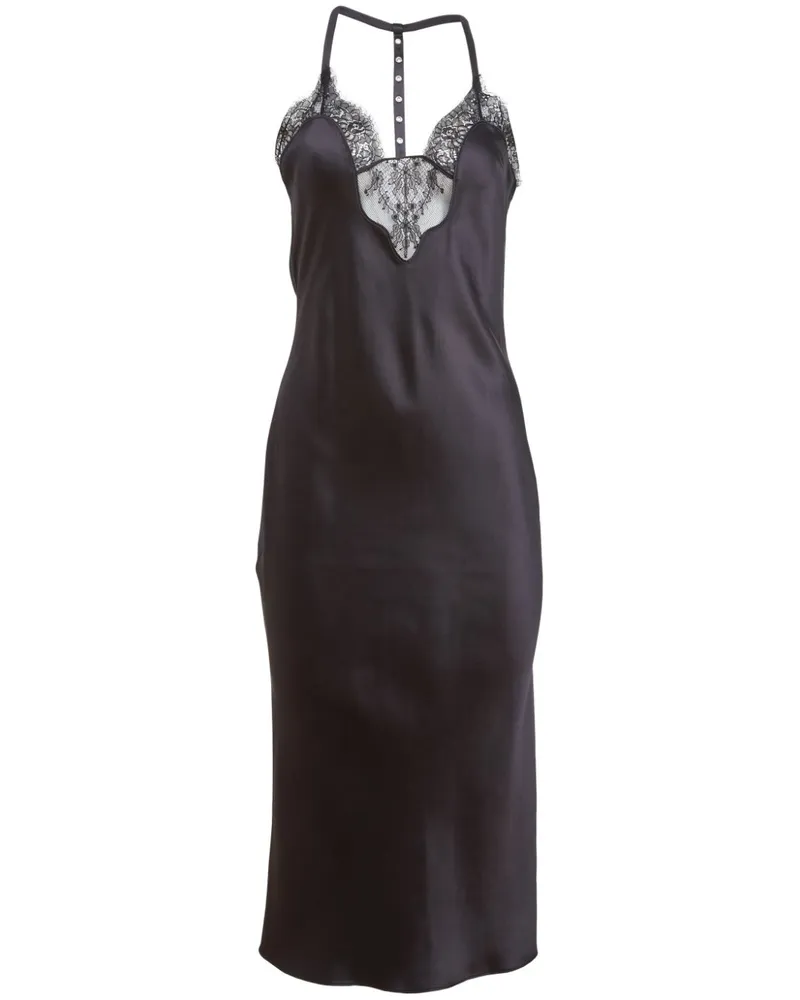 Fleur Du Mal Camisole-Kleid mit T-Riemen - Schwarz Schwarz
