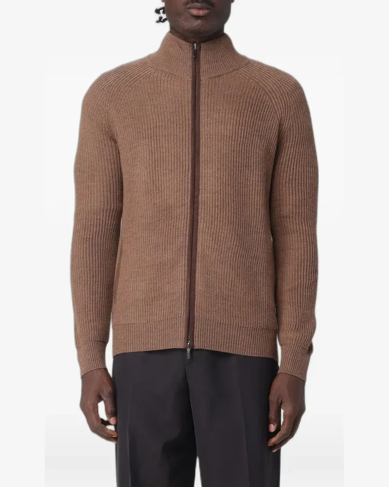 XC ribbed-knit zip-up cardigan - Braun Braun