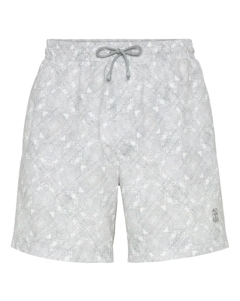 Brunello Cucinelli Badeshorts mit Paisley-Print - Grau Grau