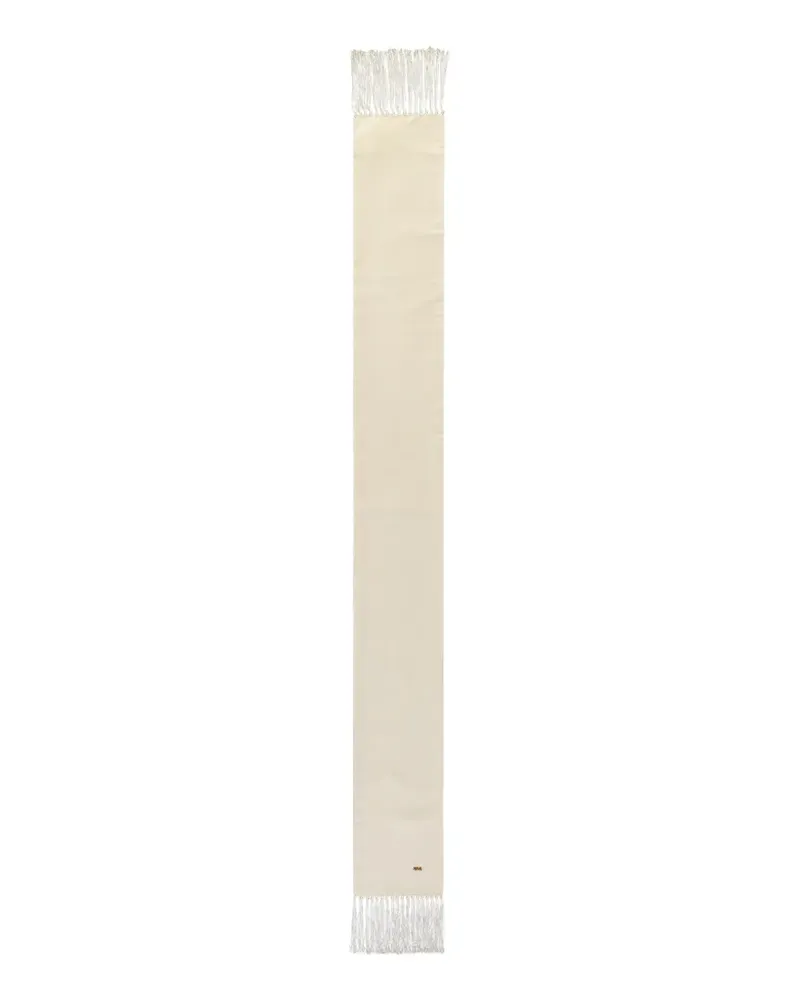 Ermenegildo Zegna fringe-trimmed embroidered scarf - Nude Nude