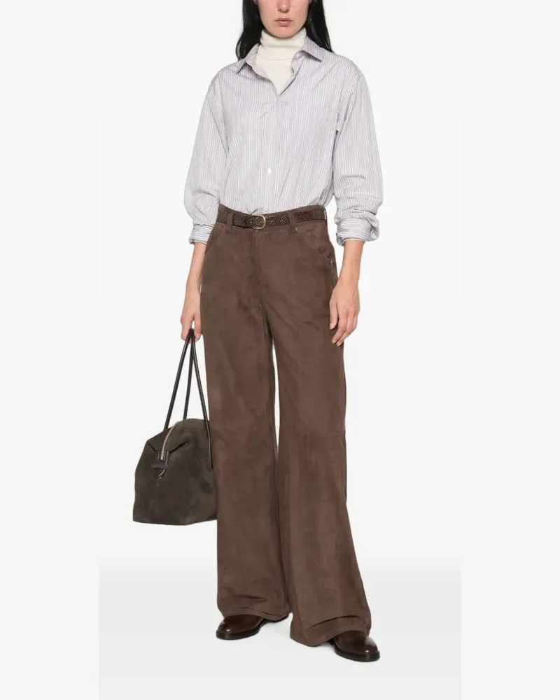 Brunello Cucinelli Wide-Leg-Hose aus Wildleder - Braun Braun