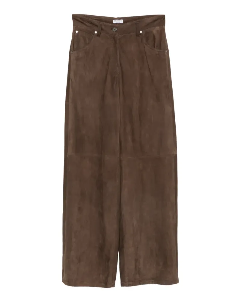 Brunello Cucinelli Wide-Leg-Hose aus Wildleder - Braun Braun