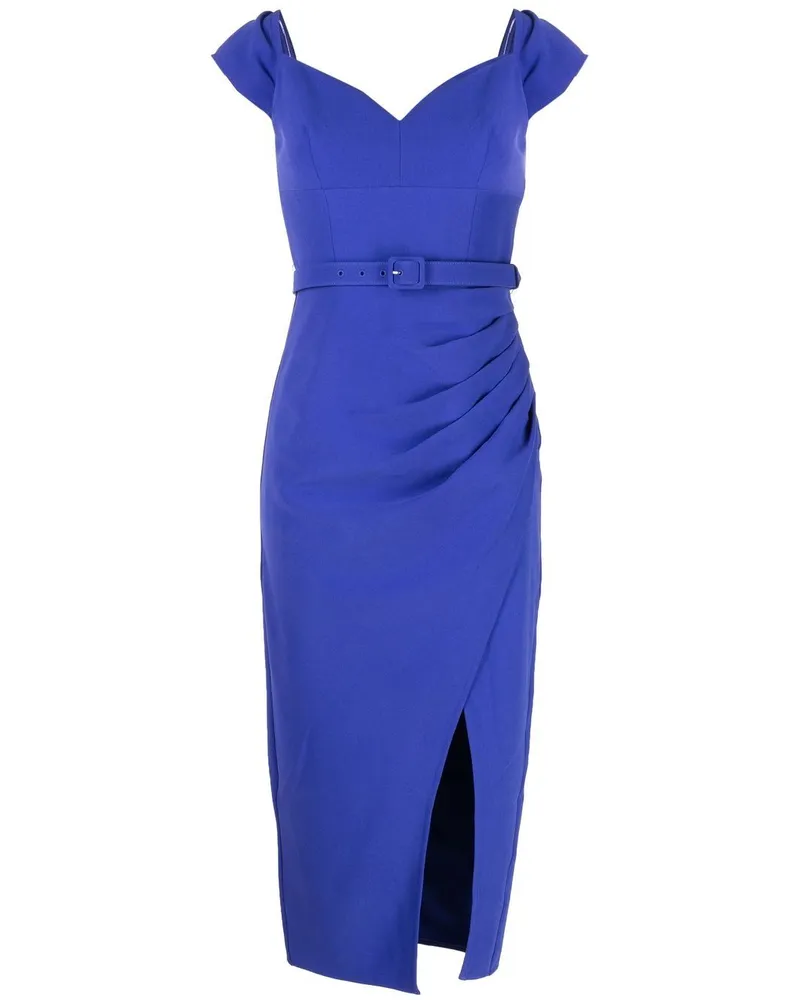 Self-Portrait Midikleid mit Herzausschnitt - Blau Blau