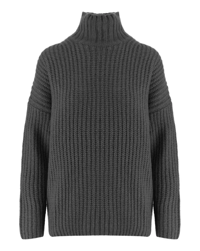 ALLUDE Gerippter Rollkragenpullover - Grau Grau