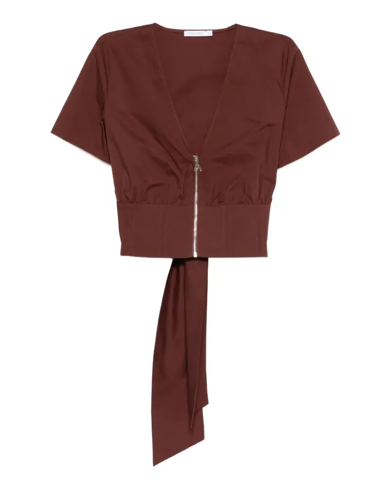 Patrizia Pepe zip-fastening cropped top - Braun Braun