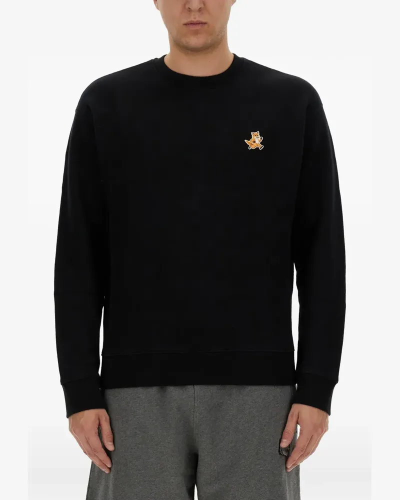 Kitsuné fox-patch sweater - Schwarz Schwarz