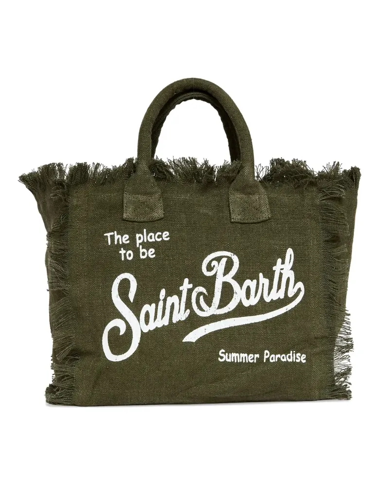 MC2 Saint Barth Colette frayed linen tote bag - Grün Grün