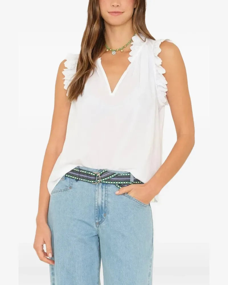 Xírena Bexie ruffled V-neck top - Weiß Weiß