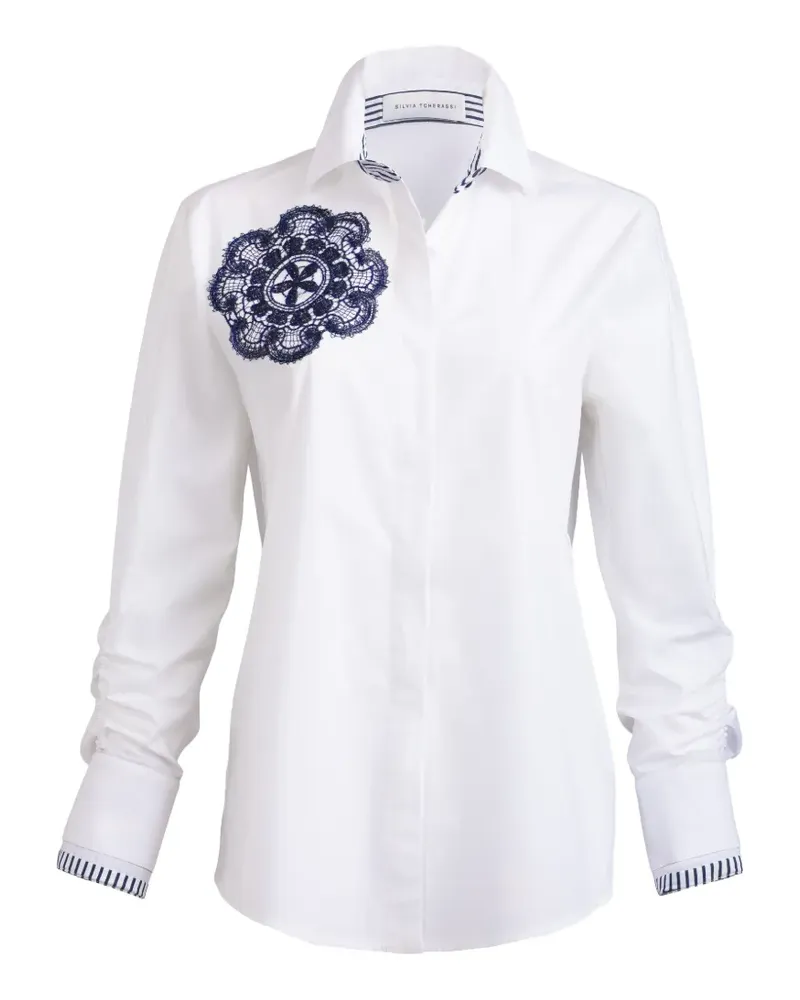 Silvia Tcherassi Karis lace-appliqué shirt - Weiß Weiß