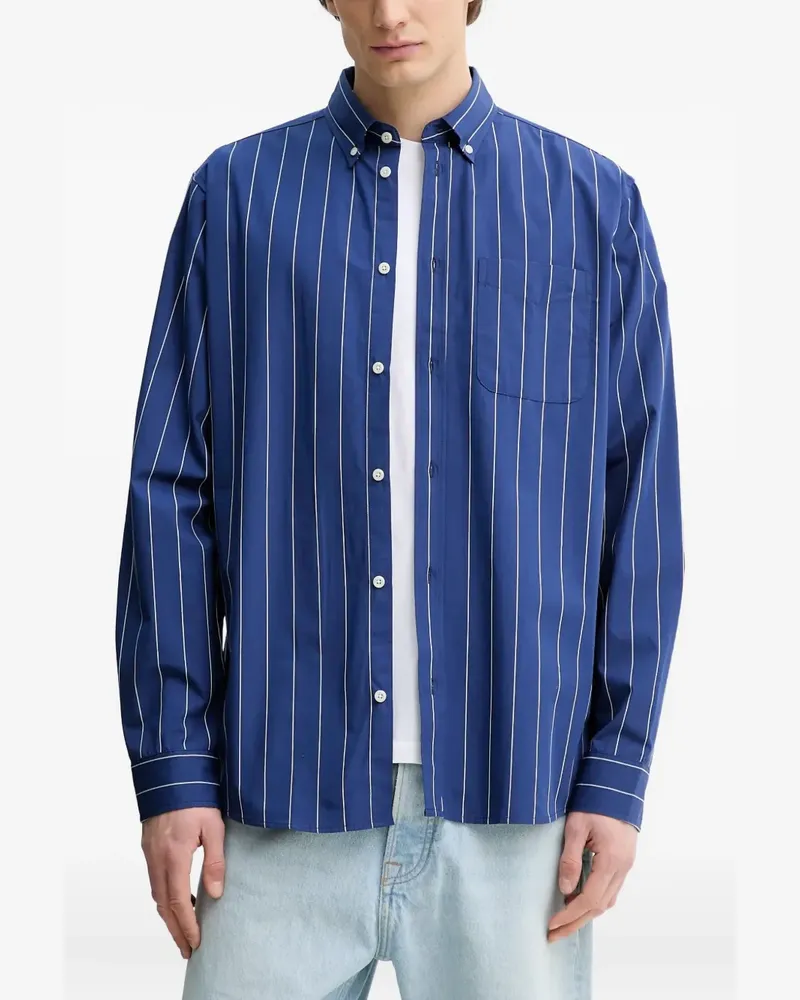 LES DEUX Kent Oxford-Hemd mit Nadelstreifen - Blau Blau