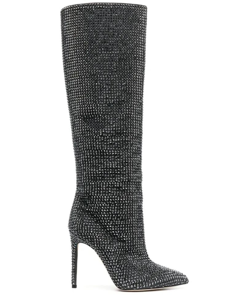 Paris Texas Holly Stiefel mit Kristallen 115mm - Schwarz Schwarz