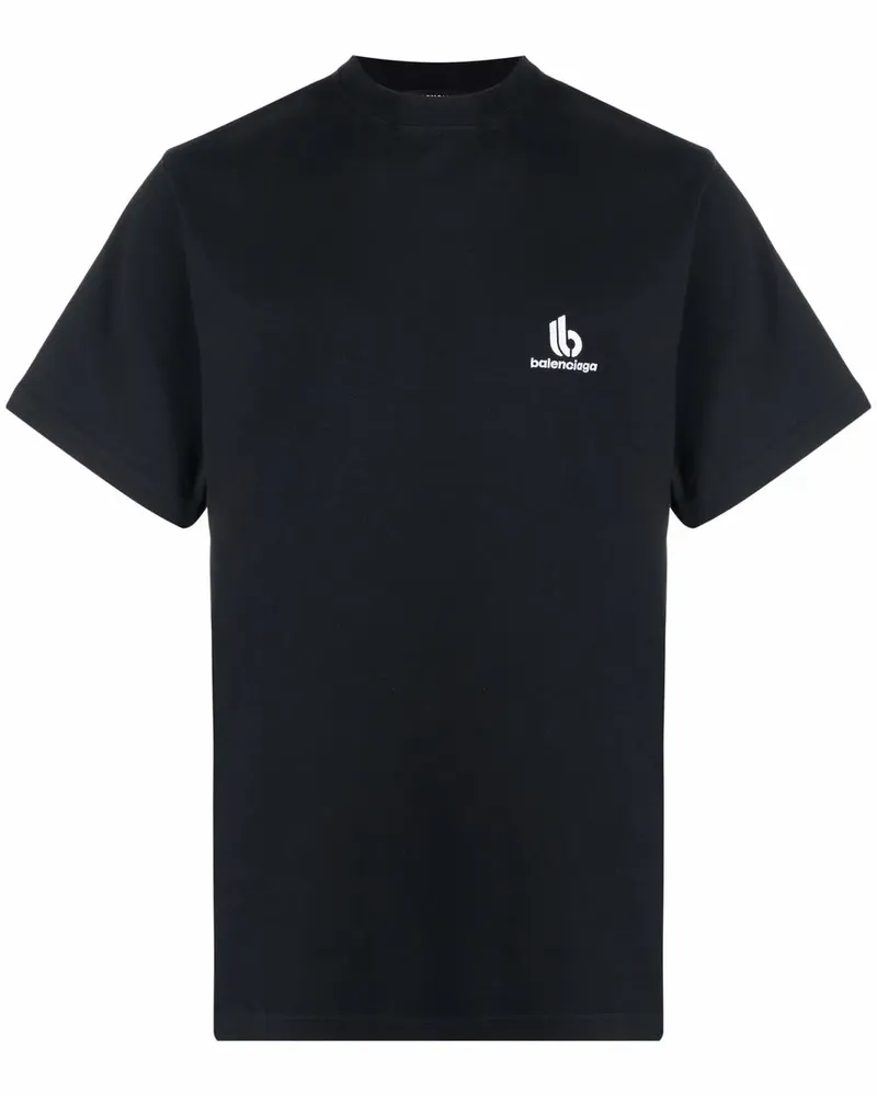 Balenciaga T-Shirt mit Logo-Stickerei - Schwarz Schwarz