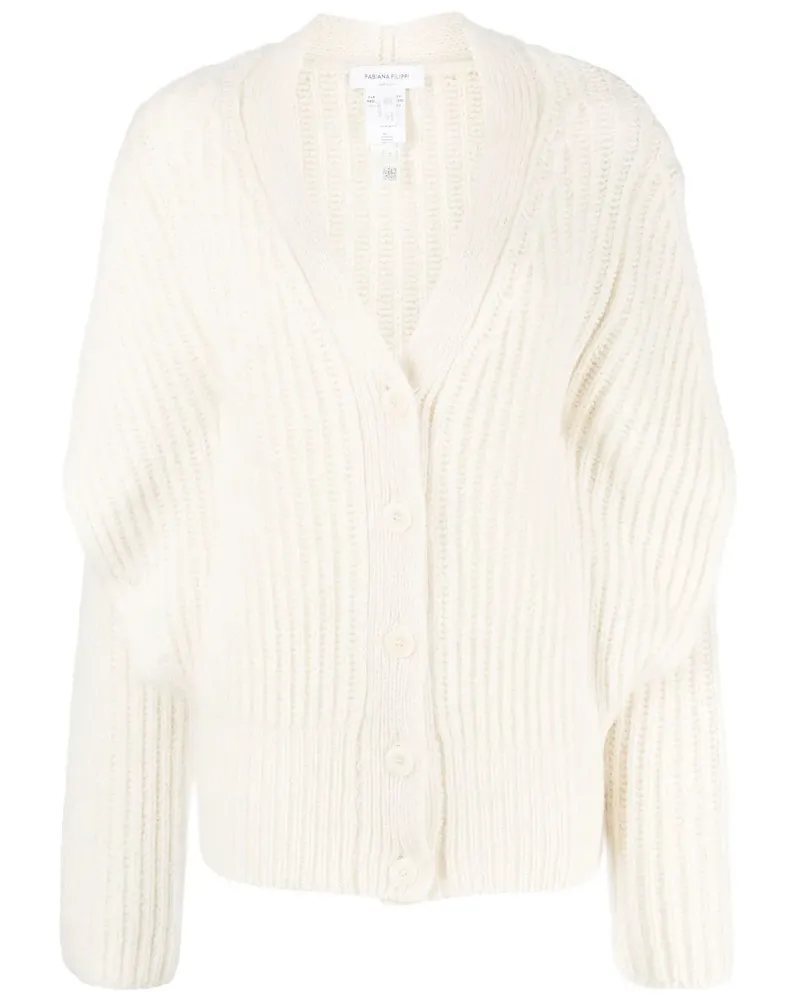 Fabiana Filippi Cardigan mit Rüschen - Weiß Weiß