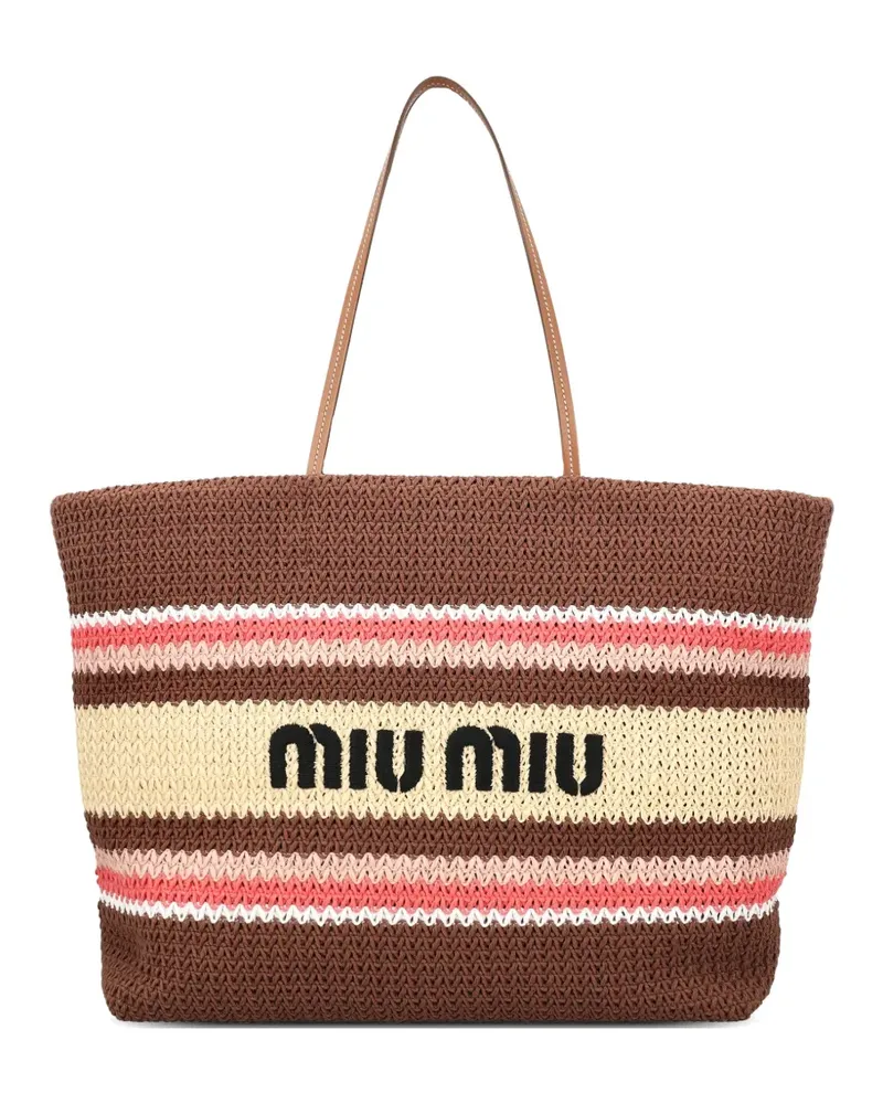 Miu Miu striped woven tote bag - Braun Braun
