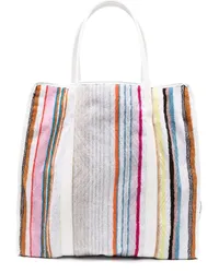 Missoni Gestreifte Tote Bag aus Frottee Weiß