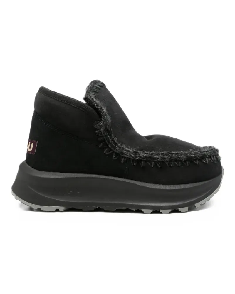 Mou Speed Stiefeletten aus Wildleder mit Häkelbesatz - Schwarz Schwarz