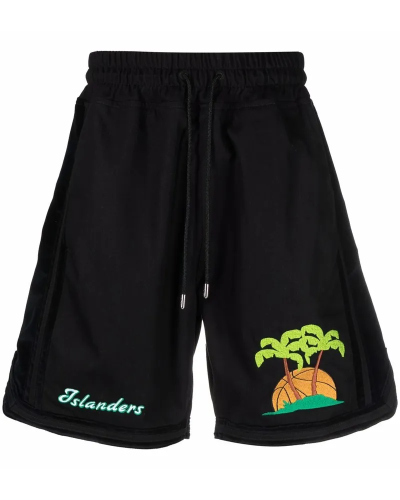 JUST DON Shorts mit Insel-Print Schwarz