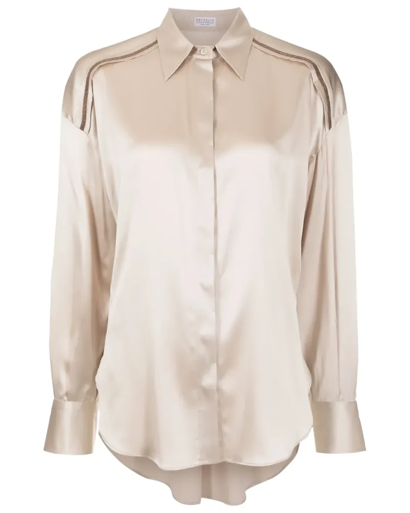 Brunello Cucinelli Hemd in Satinoptik - Nude Nude