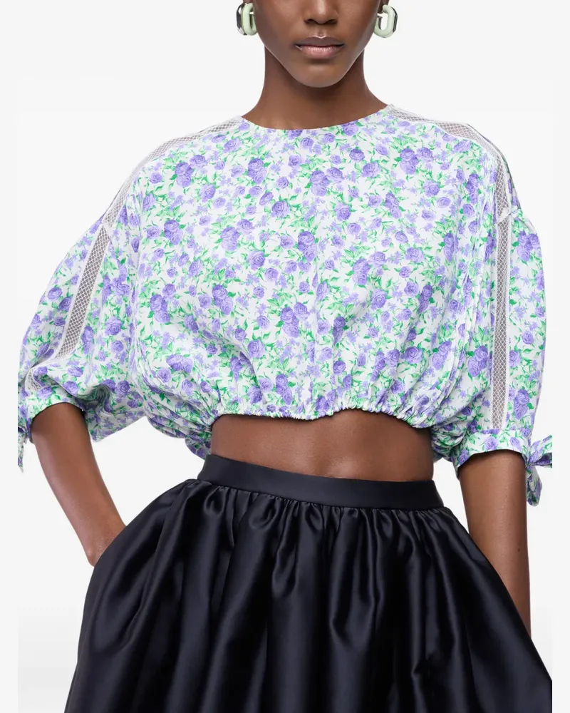Paco Rabanne Cropped-Oberteil mit Puffärmeln - Violett Violett