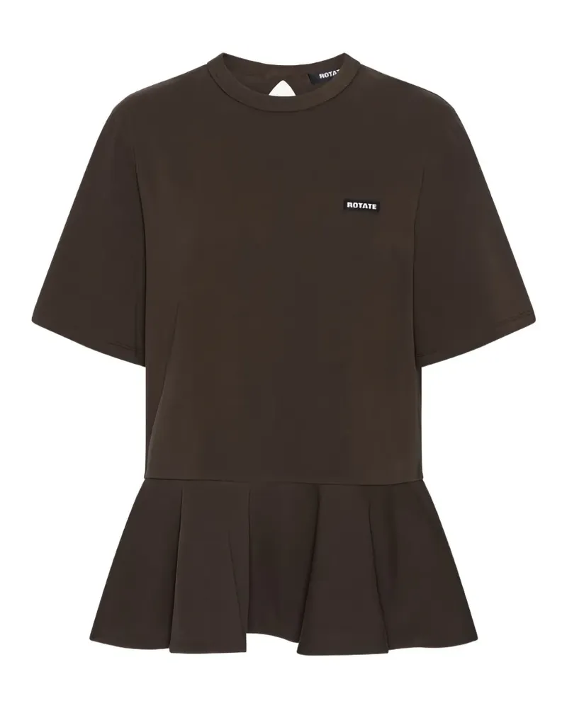 ROTATE Birger Christensen T-Shirt mit Schößchen - Braun Braun
