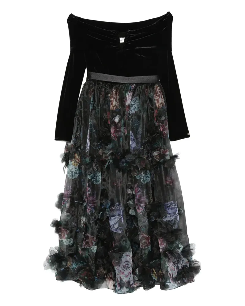 NISSA Schulterfreies Kleid mit Rüschen - Schwarz Schwarz