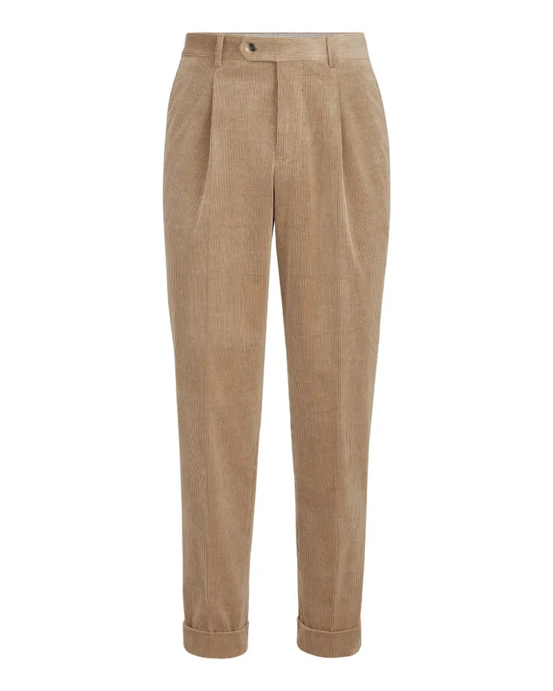 Brunello Cucinelli comfort cotton and cashmere corduroy trousers with pleat - Nude Nude