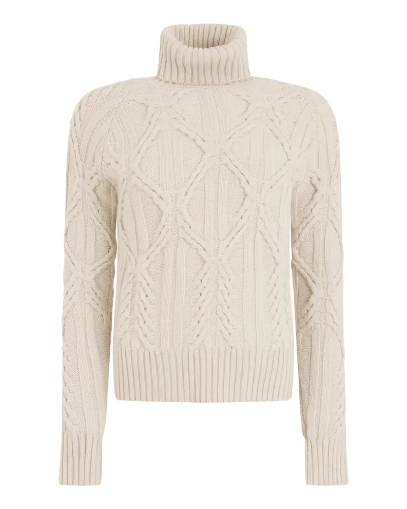 MOORER Rollkragenpullover mit Zopfmuster - Nude Nude