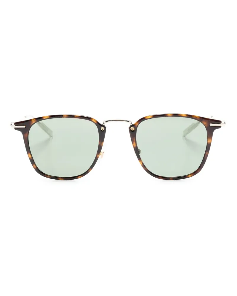 Montblanc Eckige Sonnenbrille mit Logo-Schild - Braun Braun