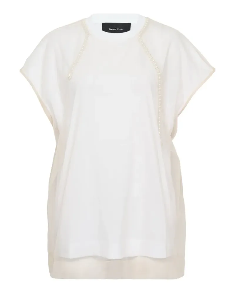 Simone Rocha faux-pearl embellished layered T-shirt - Weiß Weiß
