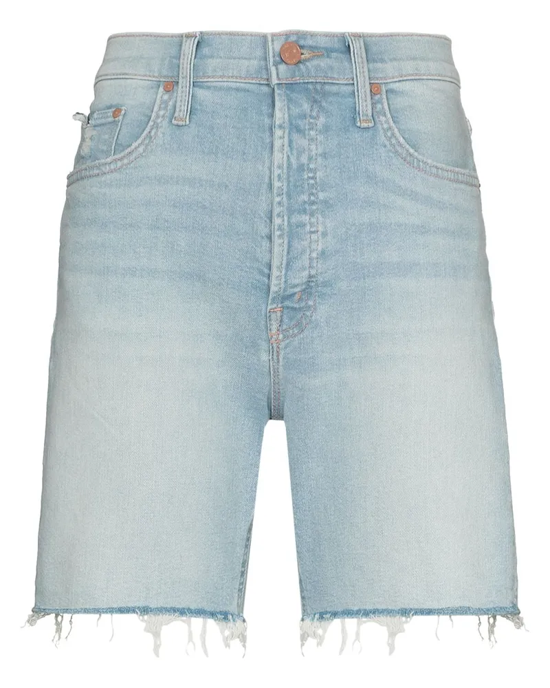 Mother Jeans-Shorts mit ausgefransten Kanten - Blau Blau