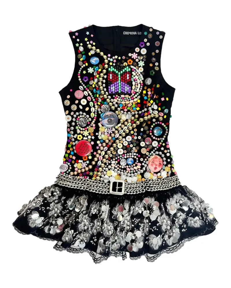 CHOPOVA LOWENA Skyhawk beaded embellished dress - Schwarz Schwarz