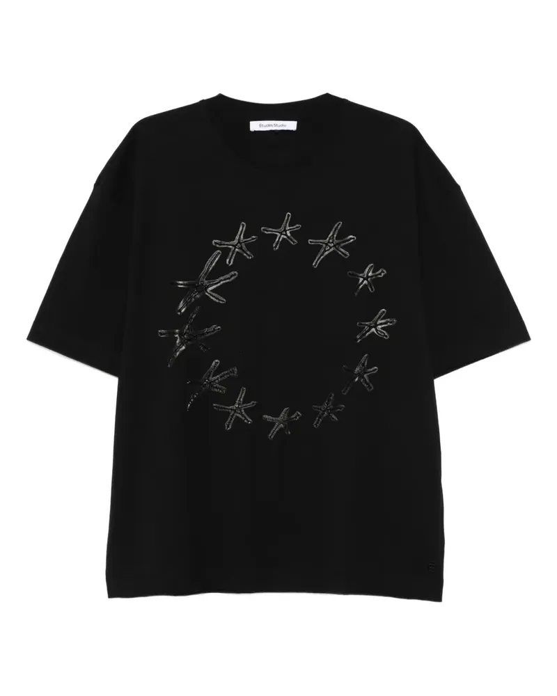 Études Studio T-Shirt mit Seesterne-Print - Schwarz Schwarz