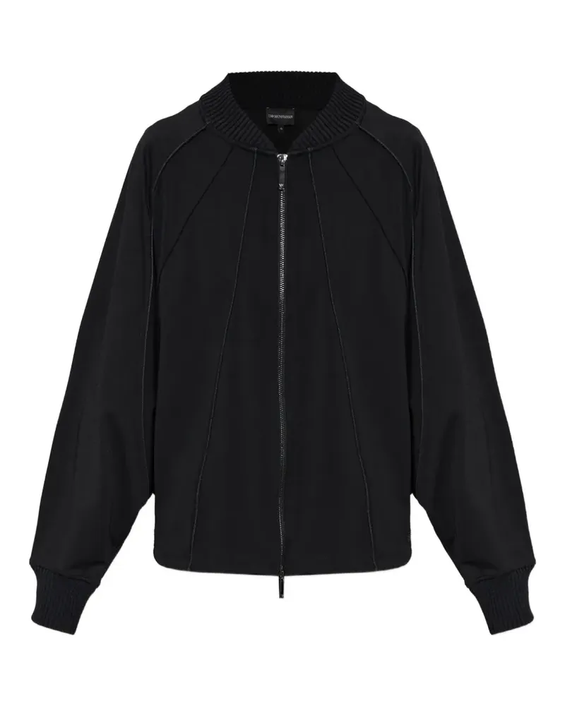 Emporio Armani Punto Milano jersey blouson jacket with drawstring hem - Schwarz Schwarz
