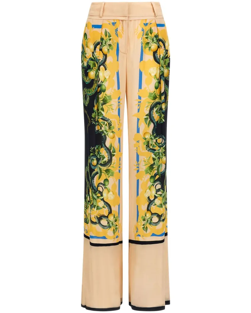 Roberto Cavalli Gerade Hose mit Blumen-Print - Schwarz Schwarz
