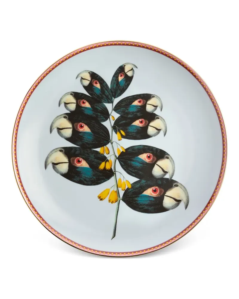 La DoubleJ Deko-Teller mit Papagei-Print - Blau Blau