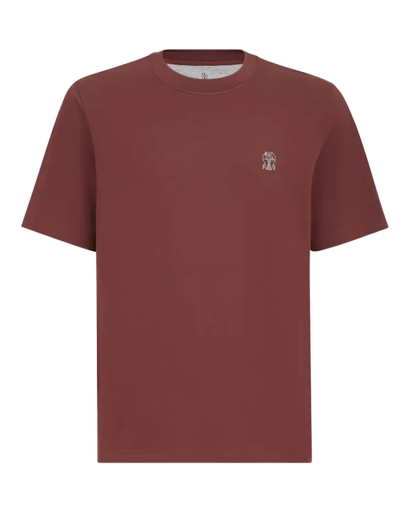 Brunello Cucinelli T-Shirt mit Logo aus Baumwolljersey - Rot Rot