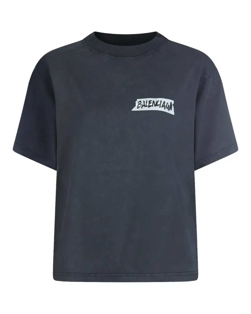 Balenciaga T-Shirt mit Logo-Print - Schwarz Schwarz