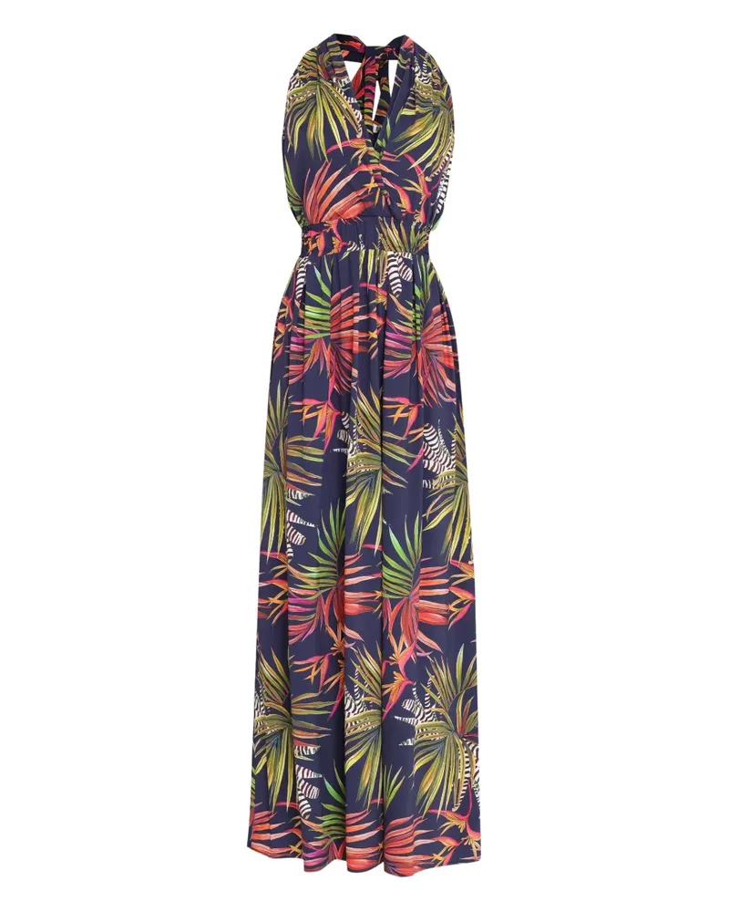 Lygia & Nanny Midikleid mit tropischem Print - Blau Blau