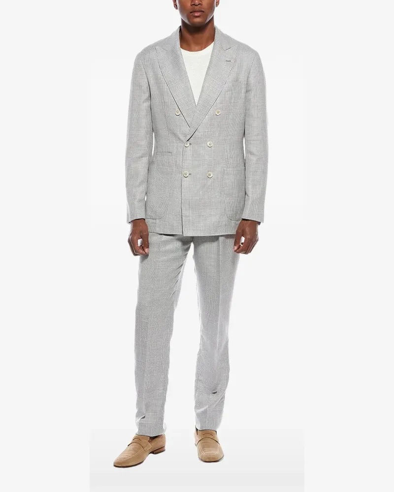 Brunello Cucinelli double-breasted Prince of Wales check suit - Grau Grau