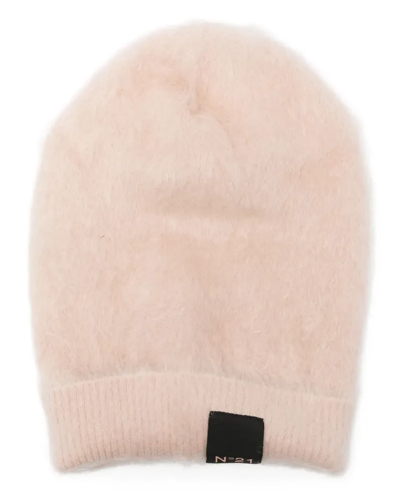 N° 21 Beanie mit Logo-Patch - Nude Nude