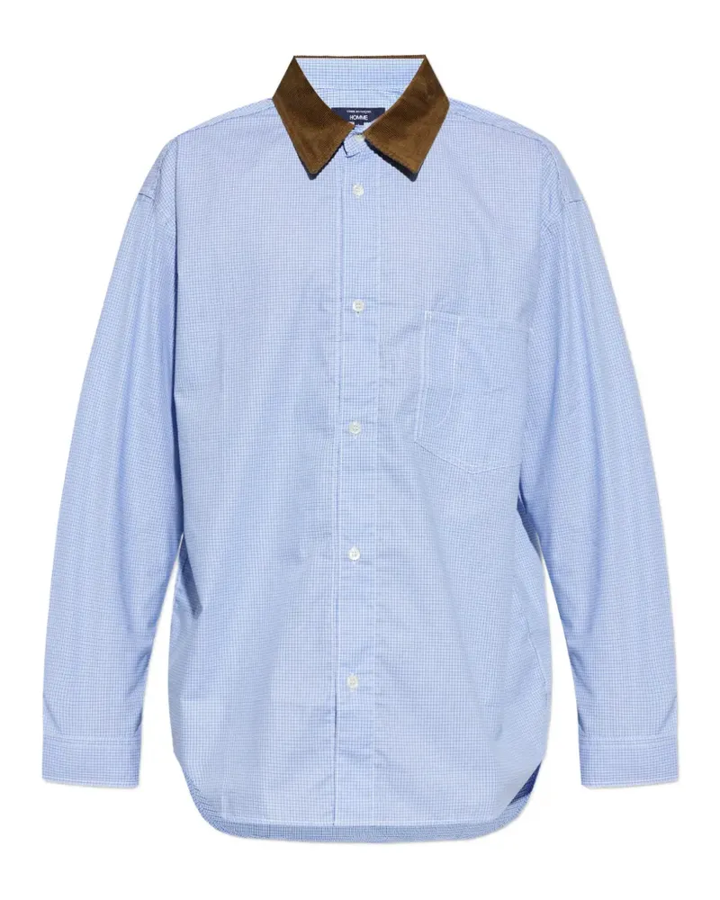 Comme des Garçons Kariertes Hemd mit Cordkragen - Blau Blau