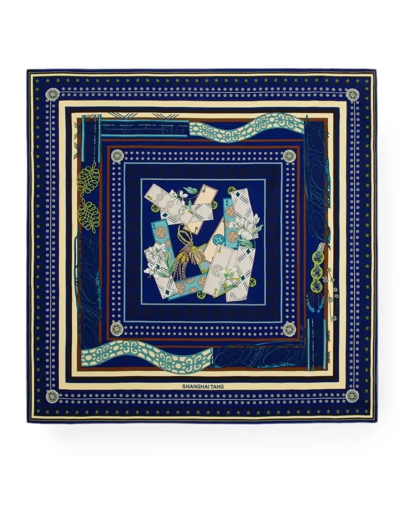 Shanghai Tang A Winning Hand foulard - Blau Blau